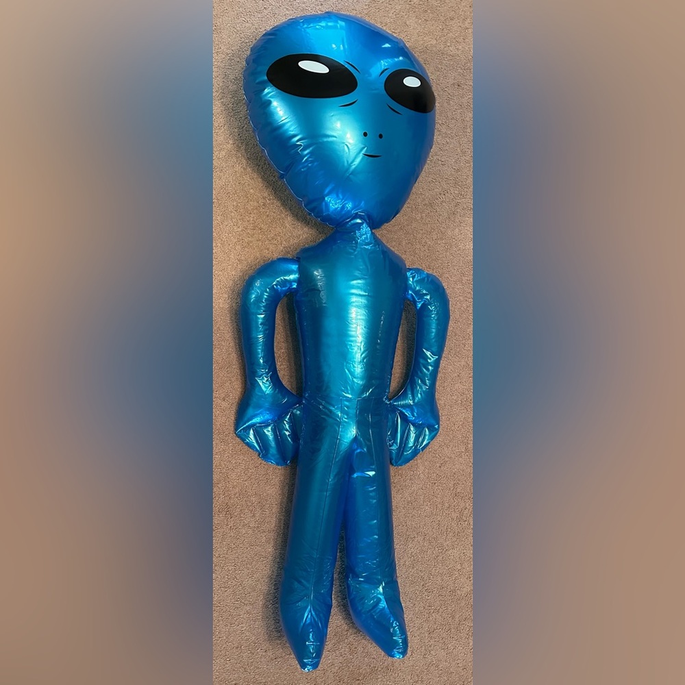 4.5 Ft Metallic Blue Inflatable Alien Toy Figure Blow Up Prop - 4.5 feet